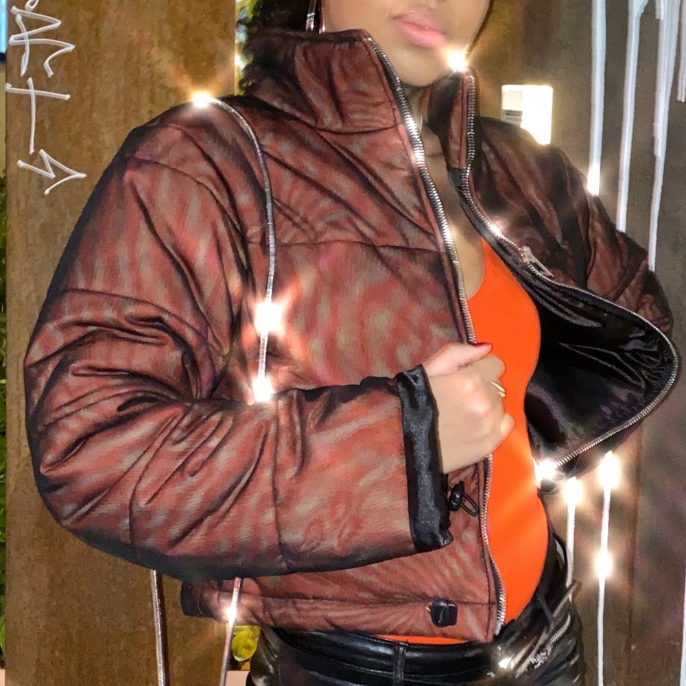 I Am Gia red puffer coat